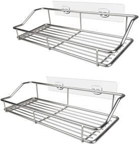 img 2 attached to 🚿 Lumcrissy Stainless Steel Shower Caddy Shelf 2 Pack for Bathroom, Kitchen, Toilet – Wall Mounted Storage Organizer
