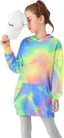 img 4 attached to 👗 Trendy Greatchy Girls Tie Dye Hoodies Dress: Long Sleeve Casual Sweatshirt with Pocket & Hood