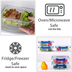 img 2 attached to 🍱 Versatile 3-Compartment Glass Meal Prep Containers - 3-Pack, 36 oz Capacity, BPA-Free, Leakproof Lids - Microwave, Dishwasher, Freezer Safe