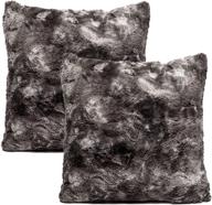 chanasya super soft fuzzy faux fur cozy warm fluffy dark gray fur throw pillow cover - charcoal gray pillow sham 18x18 inches, wavy fur pattern 2-pack (pillow insert not included) logo