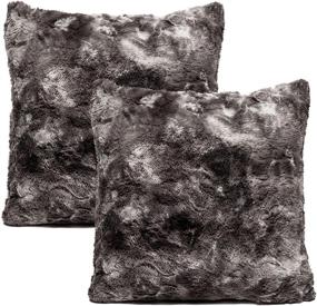 img 4 attached to Chanasya Super Soft Fuzzy Faux Fur Cozy Warm Fluffy Dark Gray Fur Throw Pillow Cover - Charcoal Gray Pillow Sham 18x18 Inches, Wavy Fur Pattern 2-Pack (Pillow Insert Not Included)