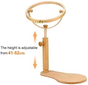 img 1 attached to 🪡 Wooden Sit-On Round Embroidery Stand Hoop - Adjustable Sewing Tool for 8.27" Cross Stitch, Embroidery, and Ring Frame Projects