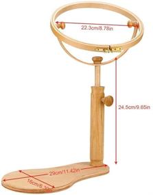 img 3 attached to 🪡 Wooden Sit-On Round Embroidery Stand Hoop - Adjustable Sewing Tool for 8.27" Cross Stitch, Embroidery, and Ring Frame Projects