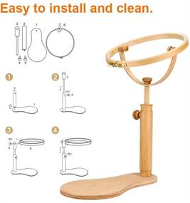 img 2 attached to 🪡 Wooden Sit-On Round Embroidery Stand Hoop - Adjustable Sewing Tool for 8.27" Cross Stitch, Embroidery, and Ring Frame Projects