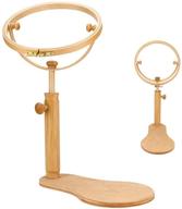 🪡 wooden sit-on round embroidery stand hoop - adjustable sewing tool for 8.27" cross stitch, embroidery, and ring frame projects logo