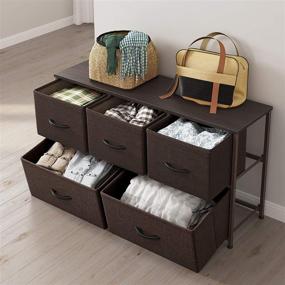 img 2 attached to 🗄️ Cubiker Dresser Storage Organizer: 5 Drawer Tower Unit for Bedroom Hallway Entryway Closets - Wide Sturdy Steel Frame Wood Top - Brown