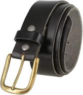 grain leather casual brass buckle logo