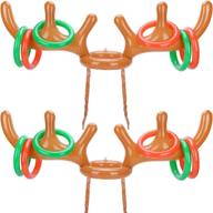 🎄 2-pack christmas party games: reindeer ring toss set - konsait inflatable reindeer antler ring toss game for kids - xmas party reindeer games - favors & supplies логотип