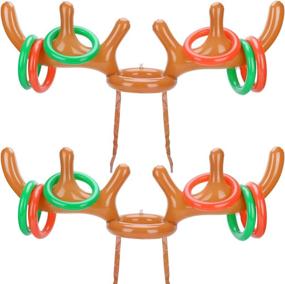 img 4 attached to 🎄 2-Pack Christmas Party Games: Reindeer Ring Toss Set - Konsait Inflatable Reindeer Antler Ring Toss Game for Kids - Xmas Party Reindeer Games - Favors & Supplies