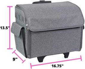 img 2 attached to 🧵 Sewing Machine Rolling Carrying Case - Portable Trolley with Wheels for Brother, Singer, & Most Machines - Wheeled Tote Carrier for Notions & Crafts, Grey Heather - Everything Mary