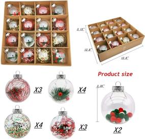 img 2 attached to Festive Fun: Fillable Christmas Ball Ornament 16 Pack for Xmas Tree Decorations – Shatterproof Clear Plastic Baubles with Stuffed Snow Berry Decorations and Transparent Design