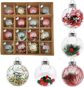 img 4 attached to Festive Fun: Fillable Christmas Ball Ornament 16 Pack for Xmas Tree Decorations – Shatterproof Clear Plastic Baubles with Stuffed Snow Berry Decorations and Transparent Design