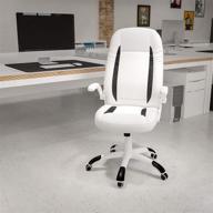 🪑 premium high back white leathersoft executive swivel ergonomic office chair with flip-up arms by flash furniture логотип