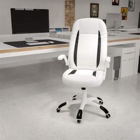 img 4 attached to 🪑 Premium High Back White LeatherSoft Executive Swivel Ergonomic Office Chair with Flip-Up Arms by Flash Furniture