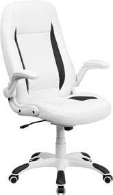 img 3 attached to 🪑 Premium High Back White LeatherSoft Executive Swivel Ergonomic Office Chair with Flip-Up Arms by Flash Furniture