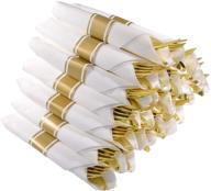 🍽️ 30 pack pre rolled gold plastic cutlery - disposable utensils set with 30 forks, 30 knives, 30 spoons, and 30 napkins for parties and weddings logo