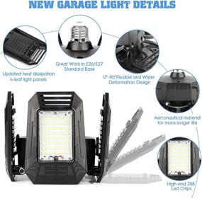 img 3 attached to Versatile and Powerful 2 Pack LED Garage Lights - 4 Panels, 100W, 12000LM-6500K, Adjustable Ceiling Light for Garage, Barn, Workshop, Warehouse, and High Bay