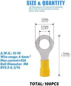 img 3 attached to 🔌 100pcs 12-10 Gauge M8 Ring Electrical Insulated Quick Splice Crimp Terminals Connectors by Glarks