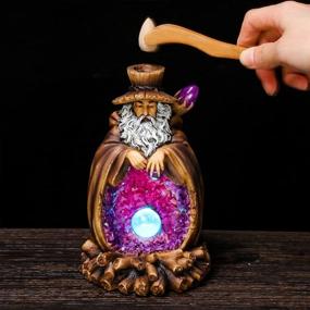 img 3 attached to Resin Incense Holder Wizard Style Backflow Incense Burner with Light - Handmade Aromatherapy Ornament Home Decor, Free Incense Cones Gift Package Included