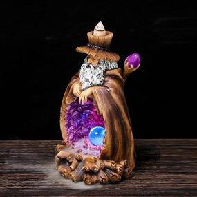 img 4 attached to Resin Incense Holder Wizard Style Backflow Incense Burner with Light - Handmade Aromatherapy Ornament Home Decor, Free Incense Cones Gift Package Included