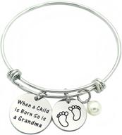 👵 personalized stainless steel expandable charm bracelet: perfect grandma gift for new meibai grandmothers logo