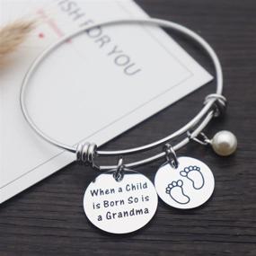 img 1 attached to 👵 Personalized Stainless Steel Expandable Charm Bracelet: Perfect Grandma Gift for New Meibai Grandmothers