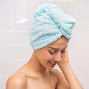 img 3 attached to Revolutionary Nano Towels Hair Drying Wrap: Perfect for Fine, Delicate, Thinning, and Frizzy Hair! Say Goodbye to Hair Dryers and Traditional Towels with the Twisty Towel in Seashore Teal - Fits All Sizes!