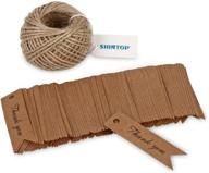 🏷️ shintop thank you tags - 100pcs brown kraft paper gift tags for bonbonniere favors and weddings with 100 feet of natural jute twine included logo