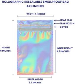 img 3 attached to ✨ 120 Resealable Holographic Bags – 4x6 Inch Mylar Bags for Food Storage, Packaging, Cute Lip Gloss, Lash & Smell Proof, Dispensary Packaging, Sample Bags