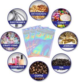 img 1 attached to ✨ 120 Resealable Holographic Bags – 4x6 Inch Mylar Bags for Food Storage, Packaging, Cute Lip Gloss, Lash & Smell Proof, Dispensary Packaging, Sample Bags