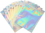 ✨ 120 resealable holographic bags – 4x6 inch mylar bags for food storage, packaging, cute lip gloss, lash & smell proof, dispensary packaging, sample bags logo