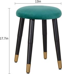 img 3 attached to Modern Circular Vanity Chair with Footrest and Metal Legs- 17.7 inch Ottomans Seat for Bathroom or Living Room