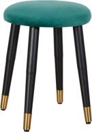 modern circular vanity chair with footrest and metal legs- 17.7 inch ottomans seat for bathroom or living room logo