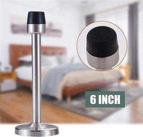 img 3 attached to 🚪 Premium 6-Inch Door Stopper with Mute Rubber Tip – Wall Mount Door Holder in Brushed Satin Stainless Steel