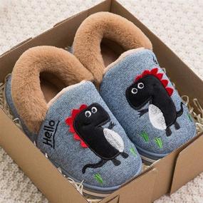 img 1 attached to Dinosaur Slippers: Cozy Memory Bedroom Shoes for Boys in Winter