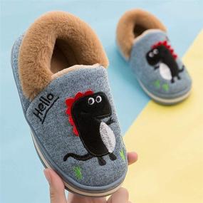 img 2 attached to Dinosaur Slippers: Cozy Memory Bedroom Shoes for Boys in Winter