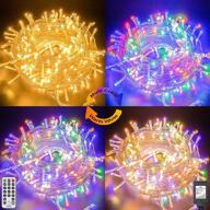 decute color changing christmas tree lights, 4-in-1 led string lights with 11 modes, 300leds 108ft extendable, waterproof indoor outdoor fairy lights in warm white & multicolor, timer remote included логотип