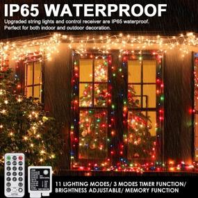 img 1 attached to Decute Color Changing Christmas Tree Lights, 4-in-1 LED String Lights with 11 Modes, 300Leds 108FT Extendable, Waterproof Indoor Outdoor Fairy Lights in Warm White & Multicolor, Timer Remote Included