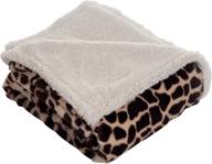 🦒 lavish home giraffe print throw blanket with fleece sherpa logo