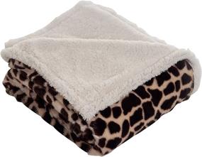 img 3 attached to 🦒 Lavish Home Giraffe Print Throw Blanket with Fleece Sherpa