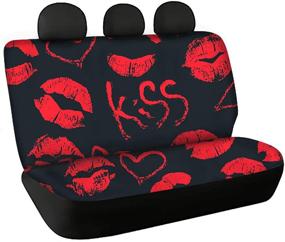 img 3 attached to 💋 CLOHOMIN Red Kiss Lips Print Car Seat Covers: Sexy & Durable Auto Decorations for Women's Back Seat