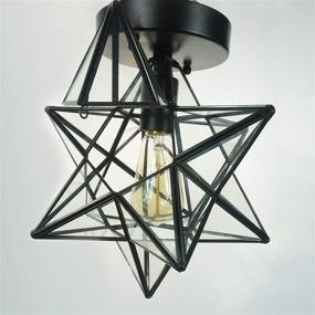 img 1 attached to 💡 AXILAND 12-inch Industrial Black Copper Moravian Star Ceiling Light with Clear Glass Shade - 1-Light Fixture