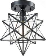 💡 axiland 12-inch industrial black copper moravian star ceiling light with clear glass shade - 1-light fixture logo