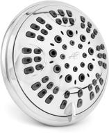 enhance your shower experience with the 6 function adjustable luxury shower head - high pressure boosting, wall mount, 2.5 gpm - chrome logo
