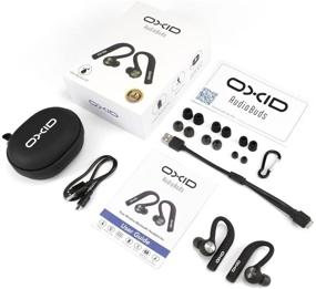 img 3 attached to 🎧 OXID AudioBuds Беспроводные Bluetooth-наушники - более 15 часов воспроизведения, включая зарядный футляр - защищенный дизайн для бега - совместимы с Apple/Android (красные)