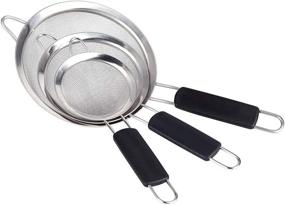 img 4 attached to ZESPROKA Set of 3 Stainless Steel Fine Mesh Strainers – Large, Medium & Small Sifters with Ergonomic Non-Slip Handles – Perfect for Pasta, Rice, Tea, Spaghetti, Quinoa, Baking