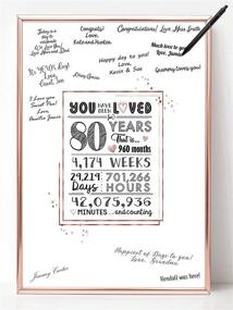 img 4 attached to 🎉 Katie Doodle Rose Gold 80th Birthday Decorations for Women - charming Guest Book Alternative or Card - Amazing 80th Birthday Gifts for Women - 11x17 inch 80 Years Loved Sign Poster [Unframed] in gorgeous Rose Gold
