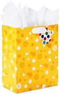 🎁 подарочный пакет hallmark 9" с тканевой бумагой в желто-желтых горошках - идеально подходит для дней рождения, вечеринок с детскими душами, рассказов о поле ребенка, выпускных вечеров, вечеринок! логотип