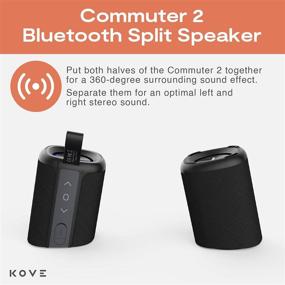 img 3 attached to Kove Commuter 2 - Черные Bluetooth-колонки: Портативные, беспроводные, HD-звук, глубокие басы, водонепроницаемость IPX7 - Идеальны для дома, отдыха на природе или путешествий