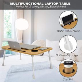 img 2 attached to Portable Foldable Standing Desk for Breakfast - Notebook Compatibility